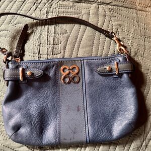 Project Coach Navy Leather Wristlet with Gold Accents